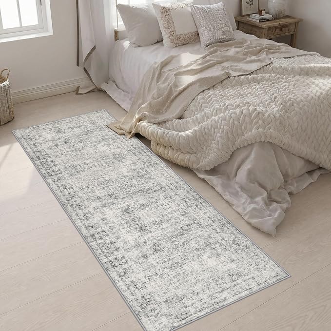 3x8 Washable Runner Rug：Modern Abstract Soft Carpet Black Grey | For Hallway, Bedroom, Kitchen, Laundry, Bathroom,Door Mat,Modern Abstract,Machine washable,Non-Slip,Stain Resistant,Indoor