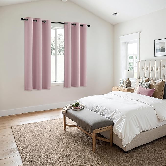 MIULEE Blackout Curtains for Bedroom 2 Panels 40 x 45 Inch Long Blush Pink | Thermal Insulated, Living Room Darkening Grommet Drapes, Noise Reducing, Light Blocking Window Treatments