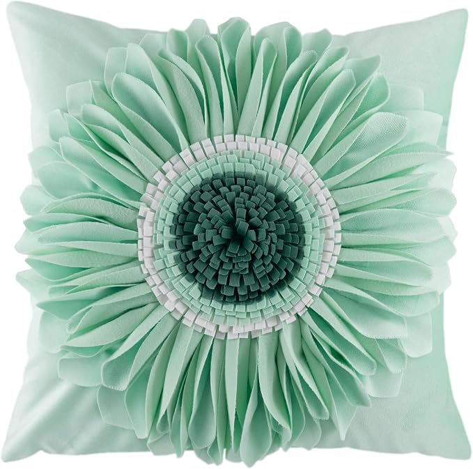 OiseauVoler Decorative 3D Flower Throw Pillow Cover for Couch 18 x 18 Inch