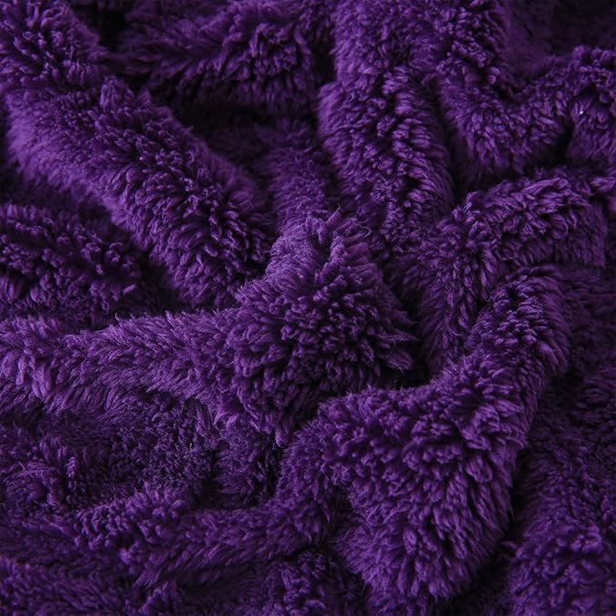 Deep Purple Throw Blanket 108”×90”Checkered Design for Couch | Super Soft Cozy Fleece Plush Microfiber 3D Square Pattern Flannel Blanket for Sofa Bed Lightweight for Adults,Women