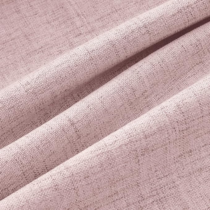 MIULEE 100% Blackout Linen Curtains for Bedroom 42 x 90 Inch Pink 2 Panels | Thermal Insulated, Room Darkening Drapes for Living Room, Back Tab Rod Pocket Pinch Pleated, Solid Luxury Decor