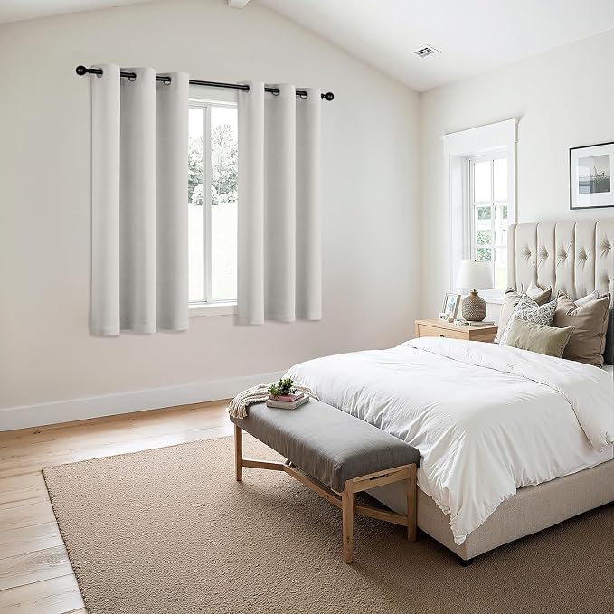 MIULEE Blackout Curtains for Bedroom 2 Panels 40x63 Inch Long Natural White | Thermal Insulated, Living Room Darkening Grommet Drapes, Noise Reducing, Light Blocking Window Treatments