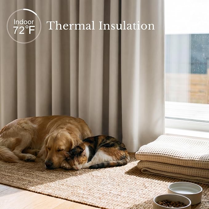 NICETOWN Window Treatment Thermal Insulated Rod Pocket Room Darkening Curtains/Drapes for Living Room (Cream, 2 Panels, W42 x L84 inches)