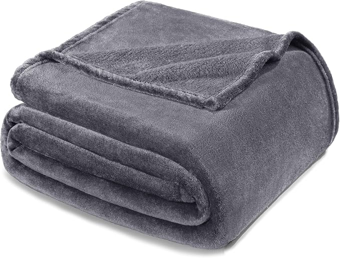 Exclusivo Mezcla Soft Fleece Blanket Twin Size for Bed, Dark Grey | 60x80 Inches, Double-Sided Brushed Flannel, Lightweight Plush Cozy Blanket for Home Decor, All Season, Machine Washable