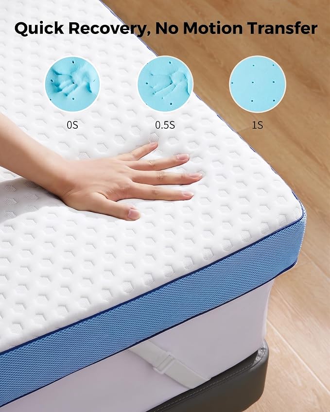 PERLECARE 3 Inch Firm Mattress Topper Twin Size, Cooling Gel-Infused & Bamboo Charcoal Memory Foam Bed Topper for Pressure Relief, High-Density Mattress Pad with Removable Cover