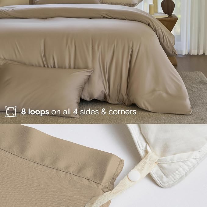 DOZ Duvet Cover Set, 100% Viscose derived from Bamboo, Organically Grown, Buttery Soft, Cooling Duvet Covers, High GSM, 1 Duvet Cover and 1 Pillowcase, 70"x90" (Dune, Twin/Twin XL)