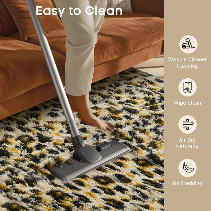 Ophanie 6x9 Leopard Rugs for Bedroom Living Room, Cheetah Print Rug Fluffy Shag Large Fuzzy Plush Soft Throw,Large Shaggy Floor Faux Animal Throw Carpets,Decor Aesthetic with Over 99 pcs Pile fibers