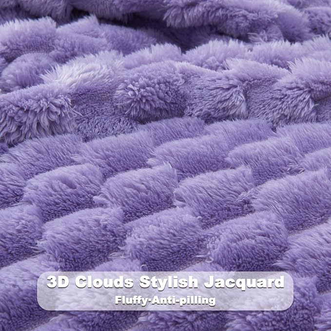 NEWCOSPLAY Fleece Clouds Cozy King Blanket for Couch, Lavender, 90"x110" | Premium Silky Flannel Blanket, Soft Lightweight Fluffy Throw Blanket for Bed Sofa Decor, Gift for All Season Use