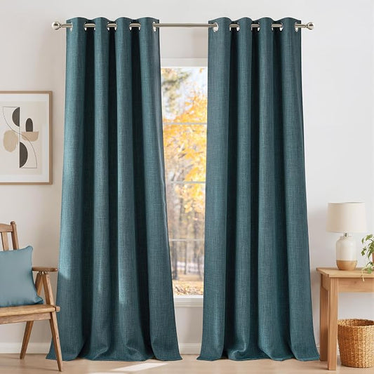 NICETOWN Greyish Blue Room Darkening Curtains 84 inches Long for Living Room - Privacy Panels for Bedroom, Modern Farmhouse Style Home Decor Grommet Top, 2 Panels, W42 by L84
