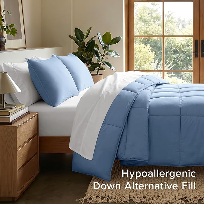 Bare Home Comforter Set - 1800 Ultra Soft (California King, Coronet Blue) | All-Season, Breathable, Hypoallergenic, Premium 1800, Warm, Cozy