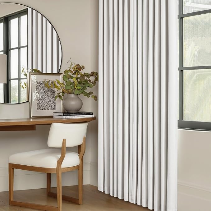 Beige White Pinch Pleated 100% Blackout Linen Curtains W60xL102 1 Panel | Black Out with Liner, Memory Trained, Pinch Pleat with Back Tab, Energy Efficient, Thermal Insulated Window Drapes 1 Panel