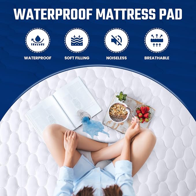 Waterproof Twin Mattress Protector Pack of 2, Quilted Mattress Pad, White | Deep Pockets fits upto 16" Deep, 100% Waterproof Mattress Cover Soft Breathable & Noiseless Mattress Topper by Utopia Bedding