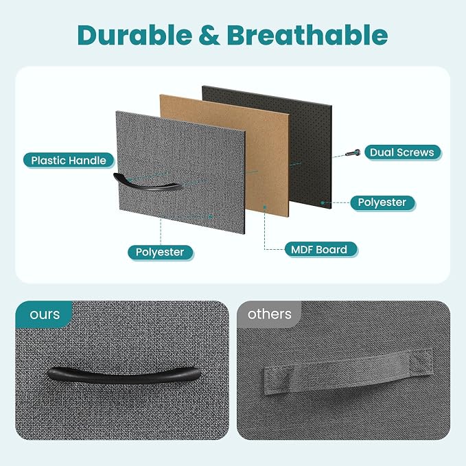 DUMOS 8 Drawer Dresser for Bedroom, Fabric Storage Organizer | Wooden Top Chest of Drawers with Sturdy Metal Frame for Closet, Entryway, Grey