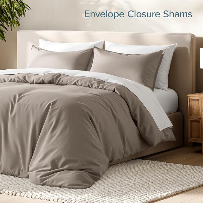 Bare Home Duvet Cover Set 1800 Ultra-Soft (King, Khaki) | Lightweight, Cooling, Breathable, Premium 1800 Ultra-Soft, All-Season