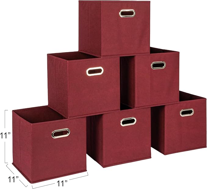 Household Essentials Fabric Storage Bins 6 Piece Set, Burgundy