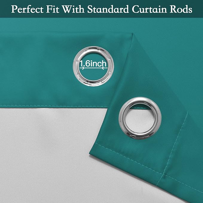 SimpleHome Ombre Teal to Grey White Curtains for Living Room 52Wx54L | Room Darkening Curtains for Bedroom,Gradient Light Blocking Curtain,Thermal Insulated Grommet Window Drapes,2 Panels,54 Inch