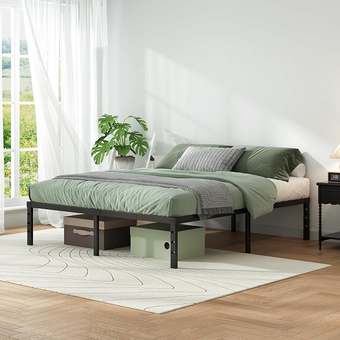 Metal Platform Bed Frame King Size, 14 Inch Height with Heavy Duty Steel Support, No Box Spring Needed, Easy Assembly and Underbed Storage,Black
