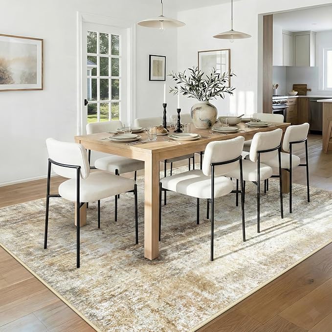 RELEANY Washable 5'x8' Abstract Area Rug for Living Room Neutral Brown | Carpet for Bedroom, Kitchen, Office, Hallway and Entryway, Printed Pattern, Non‑Slip, Soft, Stain‑Resistant, Easy to Clean