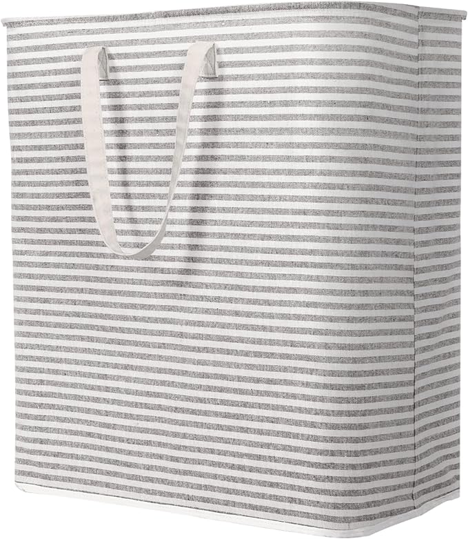 Lifewit 105L Large Collapsible Laundry Basket with Extended Handles, Grey | Foldable Laundry Hamper, Tall Dirty Clothes Basket, Waterproof, Freestanding Design for Bedroom, Bathroom, College Dorm