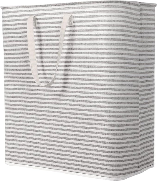 Lifewit 105L Large Collapsible Laundry Basket with Extended Handles, Grey | Foldable Laundry Hamper, Tall Dirty Clothes Basket, Waterproof, Freestanding Design for Bedroom, Bathroom, College Dorm