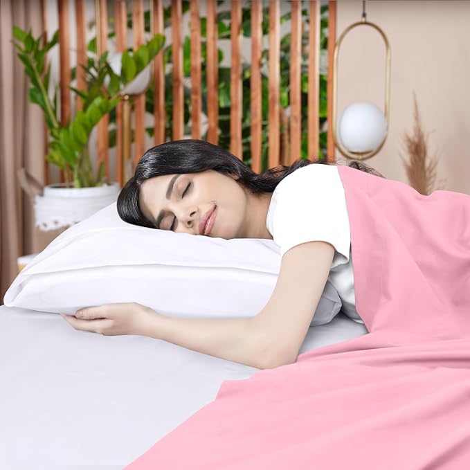 Queen Size Flat Sheet Only, Ultra Soft & Breathable Hotel Sheets, Pink | Hotel Bedding, Cooling Comfort, Smooth Feel, Wrinkle & Fade Resistant, Easy Care, Long-Lasting, Machine Washable, OEKO-TEX
