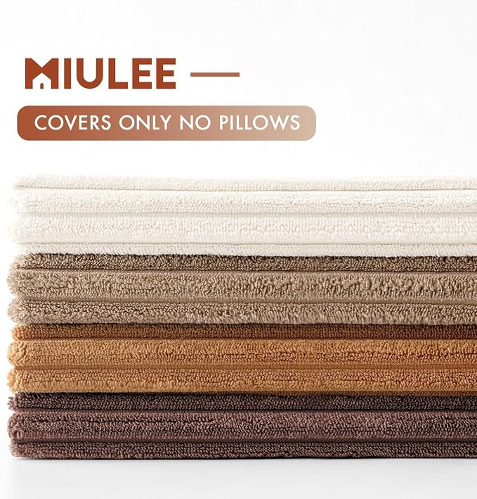 MIULEE Fall Corduroy Decorative Throw Pillow Covers Brown Series 24x24 | Set of 4, Mordern Rustic Fall Decor, Layered Brown Collection, Boho Farmhouse Cushion Covers for Couch Bed Sofa Living Room