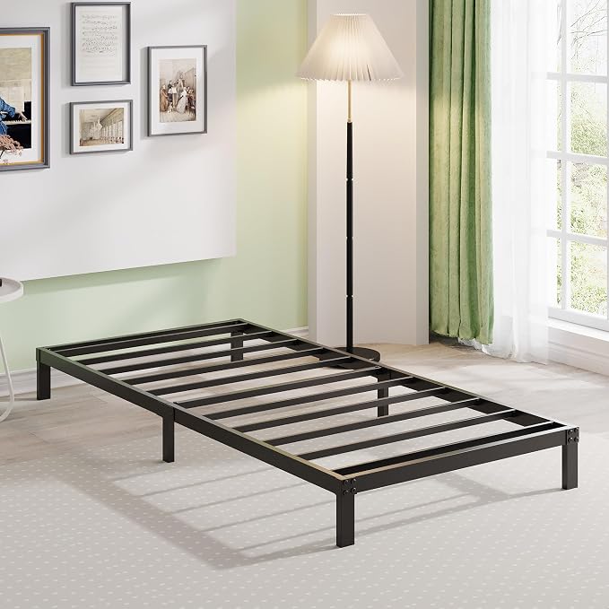 EMODA 6 Inch Twin Bed Frames No Box Spring Needed | Heavy Duty Metal Twin Platform Bed Frame, Noise Free, Easy Assembly, Black