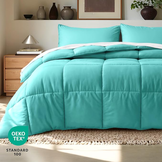 Bare Home Comforter Set - 1800 Ultra Soft (Twin/Twin XL, Turquoise) | All-Season, Breathable, Hypoallergenic, Premium 1800, Warm, Cozy