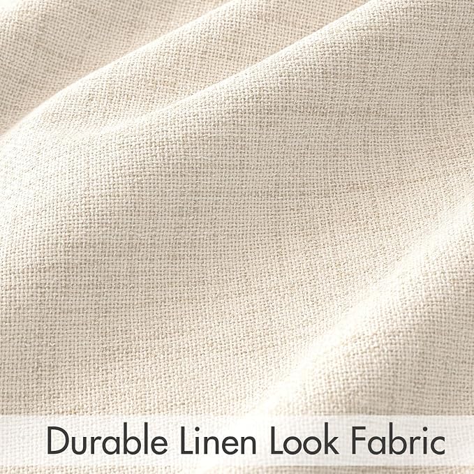 MIULEE 100% Blackout Curtains Linen Curtains & Drapes 84 Inch Natural Beige | 2 Panels, Full Black Out, Thermal Insulated, Room Darkening Window Curtains for Bedroom Living Room , Back Tab & Rod Pocket
