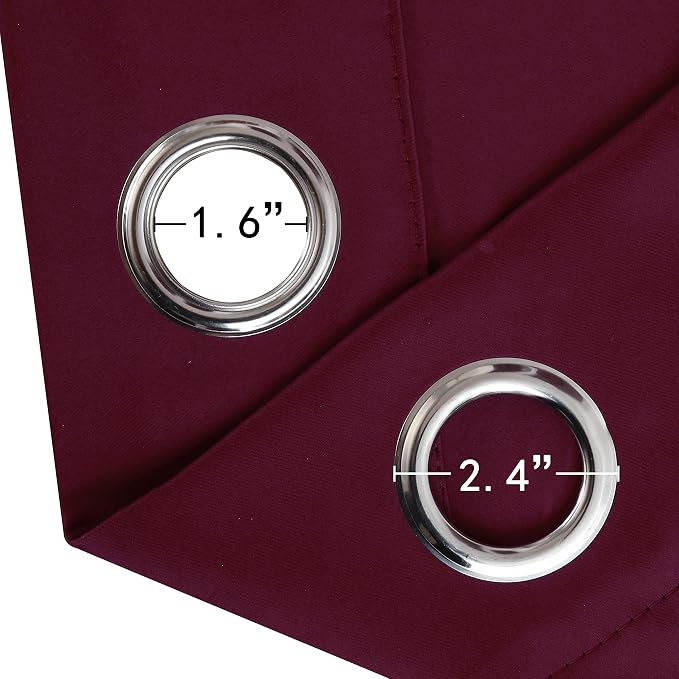 Burgundy Red Blackout Curtains 66 x 63 Inch Length/Set of 2 Curtain Panels/Thermal Insulated Room Darkening Blackout Curtains for Bedroom