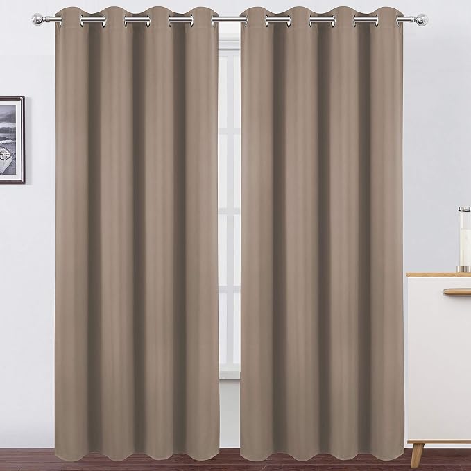 Blackout Curtains 66 x 84 inch/Cappuccino Curtains Set of 2 Panels/Thermal Insulated Room Darkening Bedroom Curtains