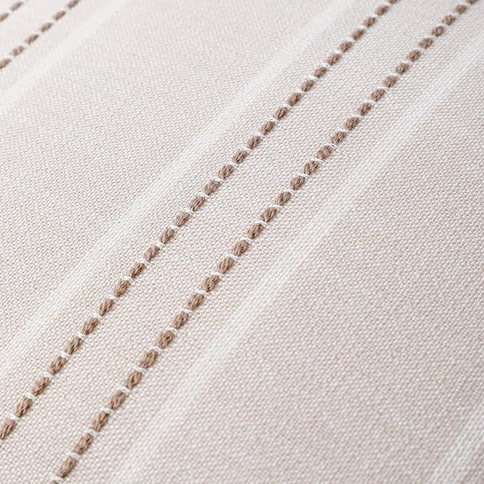 Hckot Striped Throw Pillow Covers 24x24 Set of 2 Taupe Pillow Covers | Farmhouse Decorative Pillows Textured Linen Square Cushion Covers for Sofa Couch Bed Living Room Decor(Taupe)