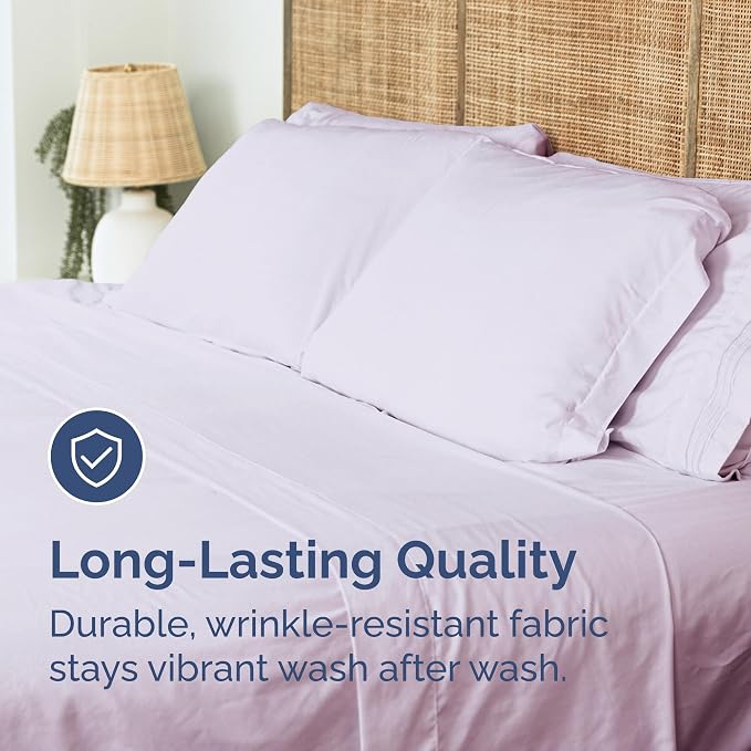 Twin XL Flat Sheet - College Dorm Room - Top Flat Sheet - Light Lavender | College Dorm Room Essentials, Ultra-Soft, Breathable & Cooling, Fade & Wrinkle Free, Easy-Care, Stain & Shrink Resistant
