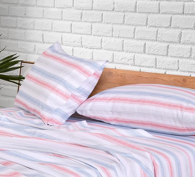 RUVANTI 100% Cotton Percale Sheets Twin Size, Times | Crisp Cooling for Hot Sleepers, Deep Pocket 16", Soft Breathable & Durable, Hotel-Style 3 Piece Set
