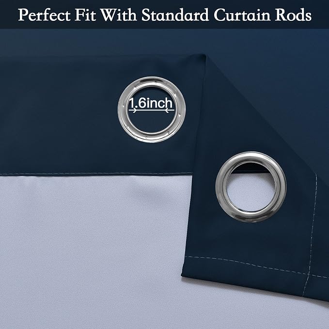 SimpleHome Ombre Navy Blue to Grey White Curtains for Living Room 52Wx84L | Room Darkening Curtains for Bedroom,Gradient Light Blocking Curtain,Thermal Insulated Grommet Window Drapes,2 Panels,84 Inch