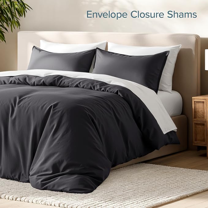 Bare Home Duvet Cover Set 1800 Ultra-Soft (Twin/Twin XL, Forged Iron Grey) | Lightweight, Cooling, Breathable, Premium 1800 Ultra-Soft, All-Season