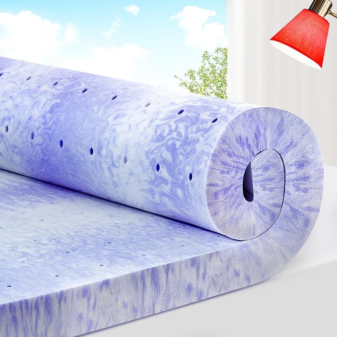 ELEMUSE 3 Inch Ventilated Design Memory Foam Twin Size Mattress Topper | Cooling Gel Infused Swirl Foam Pad for Pressure Relief Back Pain,Bed Topper for Body Support, CertiPUR-US Certified