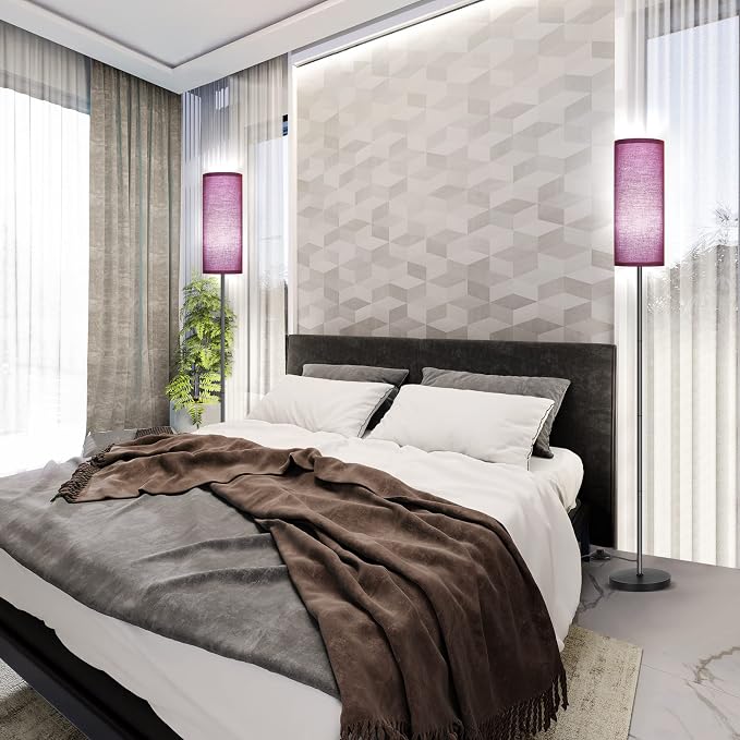 PARTPHONER Floor Lamp for Living Room, Modern Standing Lamps with Lampshade, Minimalist Tall Lamp with Foot Switch for Living Room, Bedroom, Kids Room, Office(Bulb Not Included)