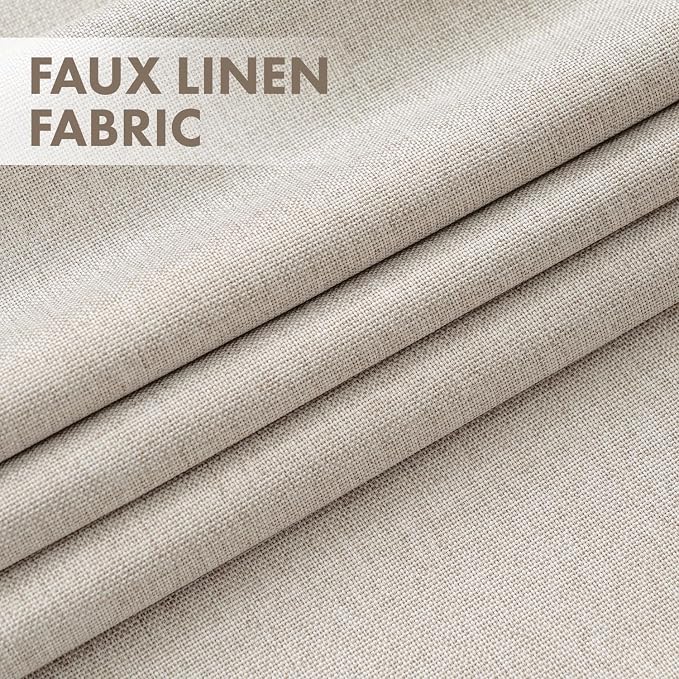 MIULEE 100% Blackout Linen Curtains for Bedroom 40W x 108L Beige 2 Panels | 108 inches Long, Thermal Insulated, Room Darkening, Black Out Drapes for Living Room, Back Tab Rod Pocket