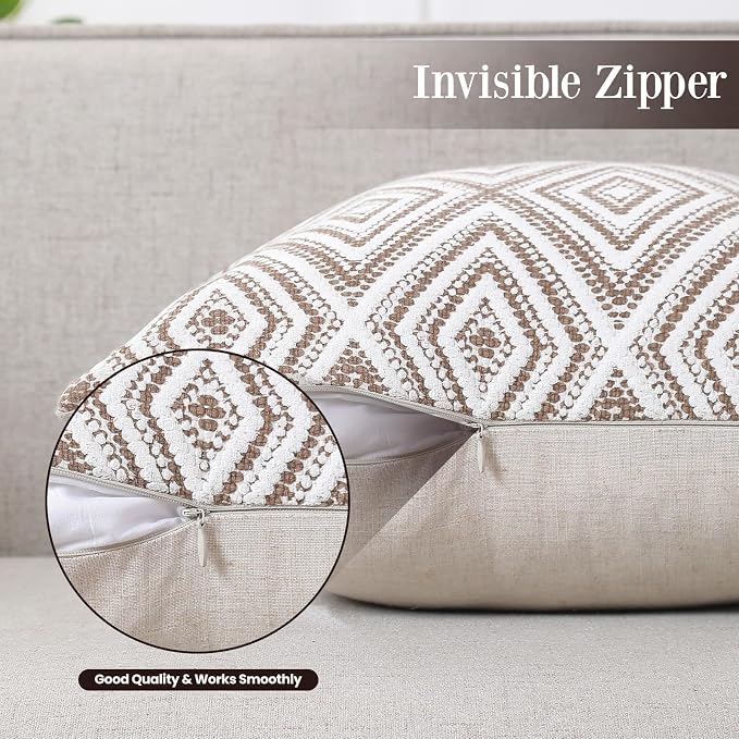HPUK Throw Pillow Covers 18x18, Set of 4, Chocolate Couch Pillow Covers | Polyester fabric, patterned and solid designs, hidden zippers, machine washable, for sofas and beds, inserts not included
