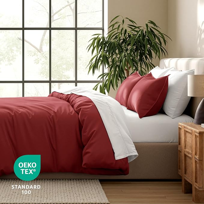Bare Home Duvet Cover Set 1800 Ultra-Soft (California King, Rosewood) | Lightweight, Cooling, Breathable, Premium 1800 Ultra-Soft, All-Season
