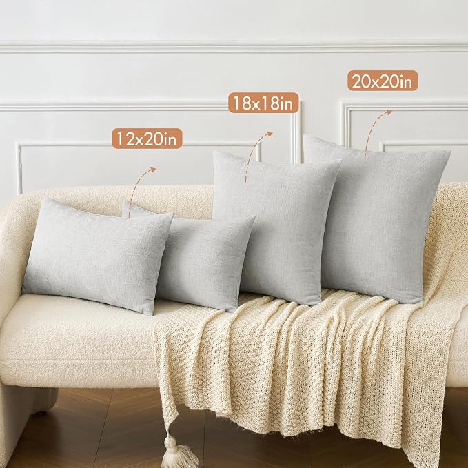 MIULEE Soft Chenille Throw Pillow Covers Light Gray 18x18 Inch Pack of 2 | Modern Home Decor, Classic Decorative Pillows, Solid Dyed Cases, Boho Couch Cushion Covers for Sofa Bed Living Room