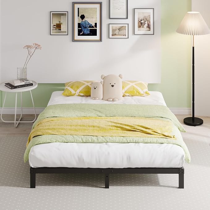 EMODA 6 Inch Full Size Bed Frame Heavy Duty Metal Platform | No Box Spring Needed, Easy Assembly Noise Free, Black