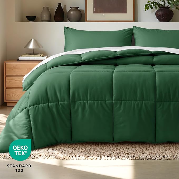 Bare Home Comforter Set (King/Cal King, Forest Green) | 1800 Ultra-Soft, All-Season, Breathable, Hypoallergenic, Premium 1800, Warm, Cozy