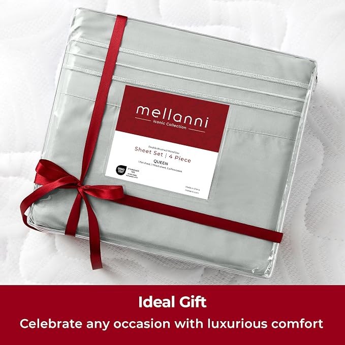 Mellanni Iconic 4-Piece, Ultra Soft Sheet Set (King, Spa Mint) | 10M+ Sleepers. Lab-tested: Sleeps Cool, Stays Bright, Strong, Smooth. Good Housekeeping Best Bedding, 7 yrs running.
