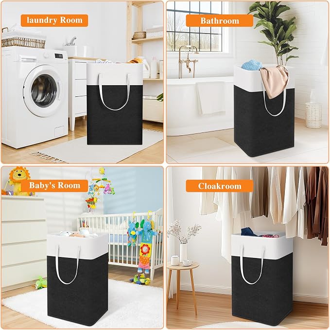 TasticTotes Laundry Basket 3-Pack, Laundry Hamper, 88L-Black | Clothes Laundry Hamper, Collapsible Laundry Basket, Freestanding laundry hamper with Handles for Home or Dorm