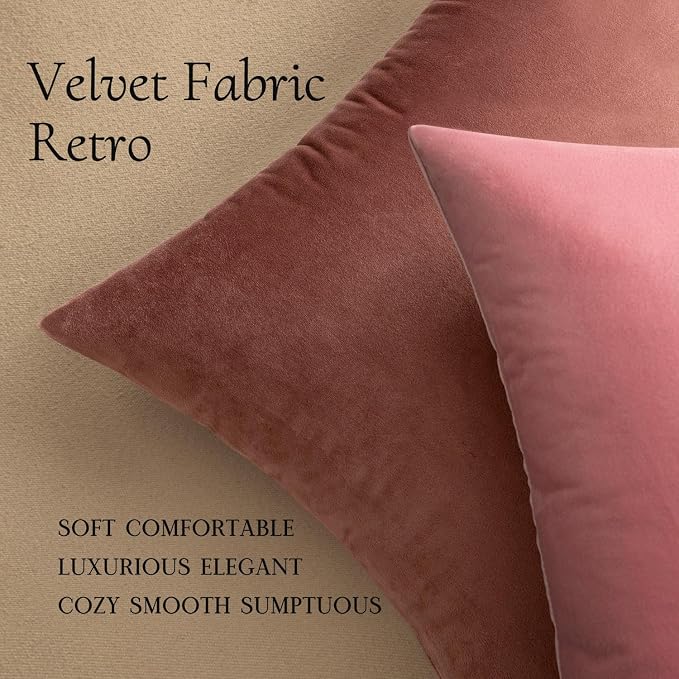 MIULEE Velvet Throw Pillow Covers 16x16 Inch Pack of 2 Bright Pink | Soft Solid Small Decorative Pillow Covers, Modern Luxury Home Decor, for Couch Chair Sofa Bedroom Livingroom Car