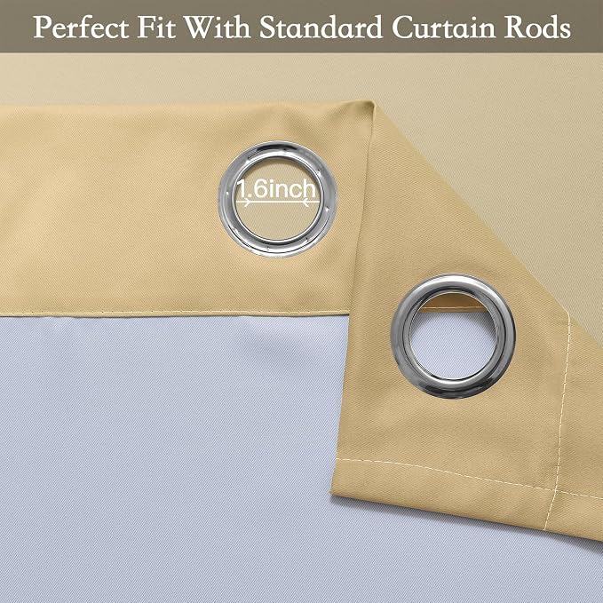 SimpleHome Ombre Beige to Grey White Curtains for Living Room 52Wx96L | Room Darkening Curtains for Bedroom,Gradient Light Blocking Curtain,Thermal Insulated Grommet Window Drapes,2 Panels,96 Inch
