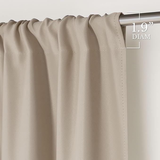 NICETOWN Window Treatment Thermal Insulated Rod Pocket Room Darkening Curtains/Drapes for Living Room (Cream, 2 Panels, W42 x L84 inches)
