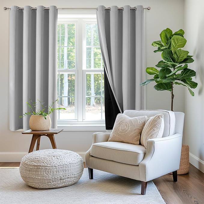 ChrisDowa Custom 100% Blackout Curtains for Bedroom with Black Liner | 1 Panel, Custom Size and Color, 2 Thick Layers, Thermal Insulated, Light Blocking, Window Treatment, Living Room Drapes